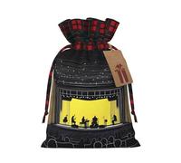 XZDCAL A Concert Night - Bolsa de regalo con cordón de yute de alta calidad con tela de tartán y etiqueta de papel kraft para festivales y ocasiones especiales