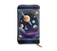 XZDCAL A Cosmic Voyage - Cartera larga de piel para niñas y mujeres con múltiples compartimentos, color negro, talla única, Black, Talla única