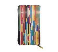 XZDCAL A Creative Strokes - Cartera larga de piel para niñas y mujeres con múltiples compartimentos, color negro, talla única, Black, Talla única