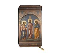 XZDCAL A Divine Frescoes - Cartera larga de piel para niñas y mujeres con múltiples compartimentos, color negro, talla única, Black, Talla única