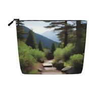 XZDCAL a Hiking Trails - Bolsa de maquillaje de una sola capa con aspecto de lino con cremallera que garantiza tus necesidades diarias o de viaje, color negro, talla única, Black, Talla única