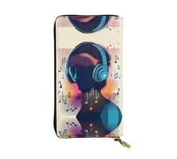 XZDCAL A Music Vibes - Cartera larga de piel para niñas y mujeres con múltiples compartimentos, color negro, talla única, Black, Talla única