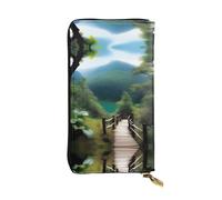 XZDCAL A Nature Adventure - Cartera larga de piel para niñas y mujeres con múltiples compartimentos, color negro, talla única, Black, Talla única