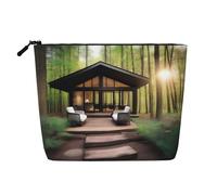 XZDCAL a Outdoor Escape - Bolsa de maquillaje de una sola capa con aspecto de lino con cremallera que garantiza tus necesidades diarias o de viaje, color negro, talla única, Black, Talla única