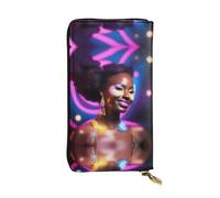 XZDCAL A Performer's Glow - Cartera larga de piel para niñas y mujeres con múltiples compartimentos, color negro, talla única, Black, Talla única