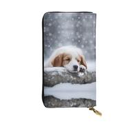 XZDCAL A Sleeping Dog - Cartera larga de piel para niñas y mujeres con múltiples compartimentos, color negro, talla única, Black, Talla única