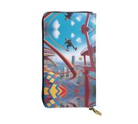 XZDCAL A Thrill Seeker - Cartera larga de cuero para niñas y mujeres con múltiples compartimentos, color negro, talla única, Black, Talla única