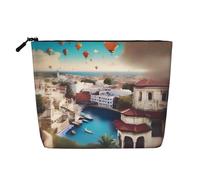 XZDCAL a Travel Dreams - Bolsa de maquillaje de una sola capa con aspecto de lino con cremallera que garantiza tus necesidades diarias o de viaje, color negro, talla única, Black, Talla única