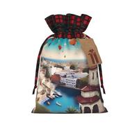 XZDCAL A Travel Dreams - Bolsa de regalo de yute con cordón y tela de tartán y etiqueta de papel kraft para festivales y ocasiones especiales