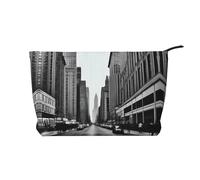 XZDCAL aCity Street - Bolsa de maquillaje de pana con forro resistente para viajes y uso diario, color negro, talla única, Black, Talla única