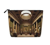 XZDCAL aMuseum Treasures - Bolsa de maquillaje de una sola capa con aspecto de lino con cremallera que garantiza tus necesidades diarias o de viaje, color negro, talla única, Black, Talla única