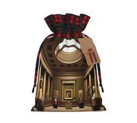 XZDCAL aMuseum Treasures - Bolsa de regalo de yute con cordón y tela de tartán y etiqueta de papel kraft para festivales y ocasiones especiales