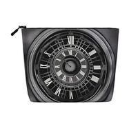 XZDCAL aTime Travel - Bolsa de maquillaje de una sola capa con aspecto de lino con cremallera que garantiza tus necesidades diarias o de viaje, color negro, talla única, Black, Talla única