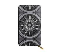 XZDCAL aTime Travel - Cartera larga de piel para niñas y mujeres con múltiples compartimentos, color negro, talla única, Black, Talla única