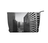 XZDCAL aUrban Horizon - Bolsa de maquillaje de pana con forro resistente para viajes y uso diario, color negro, talla única, Black, Talla única