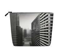 XZDCAL aUrban Horizon - Bolsa de maquillaje de una sola capa con aspecto de lino con cremallera que garantiza tus necesidades diarias o de viaje, color negro, talla única, Black, Talla única