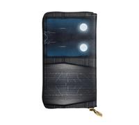 XZDCAL Balcony at Night - Cartera larga de piel para niñas y mujeres con múltiples compartimentos, color negro, talla única, Black, Talla única