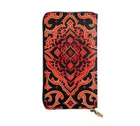 XZDCAL Batik - Cartera larga de piel con patrón simétrico para niñas y mujeres con múltiples compartimentos, color negro, talla única, Black, Talla única