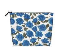 XZDCAL Beautiful blue roses - Bolsa de maquillaje de una sola capa con aspecto de lino con cremallera que garantiza tus necesidades diarias o de viaje, color negro, talla única, Black, Talla única