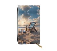 XZDCAL Beautiful Blue Sky and Sea - Cartera larga de piel para niñas y mujeres con múltiples compartimentos, color negro, talla única, Black, Talla única