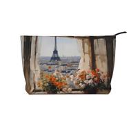 XZDCAL Beautiful Pylons in the Distance - Bolsa de maquillaje de pana con forro resistente para viajes y uso diario, color negro, talla única, Black, Talla única