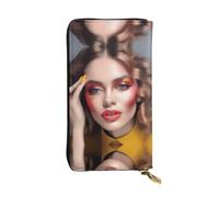 XZDCAL Beauty Trends - Cartera larga de piel para niñas y mujeres con múltiples compartimentos, color negro, talla única, Black, Talla única