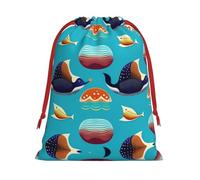 XZDCAL Bolsa de almacenamiento con cordón de felpa con patrón de peces tropicales para festivales y uso diario