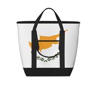 XZDCAL Bolsa de mano aislada de gran capacidad con bandera de Chipre para mujeres, comestibles, almuerzos y picnics, Negro -, Talla única