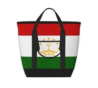 XZDCAL Bolsa de mano aislada de gran capacidad con bandera de Tayikistán para mujeres, comestibles, almuerzos y picnics, color negro, talla única, Black, Talla única