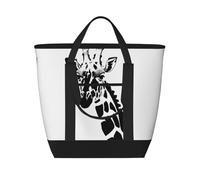 XZDCAL Bolsa de mano aislada de gran capacidad con diseño de jirafa blanca y negra para mujeres, comestibles, almuerzos y picnics, color negro, talla única, Black, Talla única