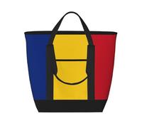 XZDCAL Bolsa de mano aislada de gran capacidad con la bandera de Rumania para mujeres, comestibles, almuerzos y picnics, Negro -, Talla única