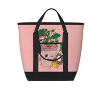 XZDCAL Bolsa de mano aislada de gran capacidad con semillas de girasol y fresas para mujeres, comestibles, almuerzos y picnics, color negro, talla única, Black, Talla única