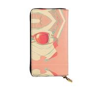 XZDCAL Cartera larga de cuero retro abstracta para niñas y mujeres con múltiples compartimentos, color negro, talla única, Black, Talla única