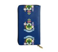 XZDCAL Cartera larga de piel con bandera del estado de Maine para niñas y mujeres con múltiples compartimentos, color negro, talla única, Black, Talla única