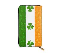 XZDCAL Cartera larga de piel con bandera irlandesa para niñas y mujeres con múltiples compartimentos, color negro, talla única, Black, Talla única