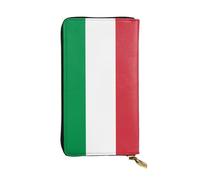 XZDCAL Cartera larga de piel con bandera italiana para niñas y mujeres con múltiples compartimentos, color negro, talla única, Black, Talla única