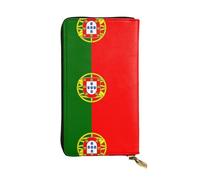 XZDCAL Cartera larga de piel con bandera portuguesa para niñas y mujeres con múltiples compartimentos, color negro, talla única, Black, Talla única