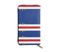 XZDCAL Cartera larga de piel con diseño de bandera de Cabo Verde para niñas y mujeres con múltiples compartimentos, color negro, talla única, Black, Talla única