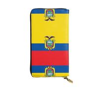 XZDCAL Cartera larga de piel con diseño de bandera de Ecuador para niñas y mujeres con múltiples compartimentos, color negro, talla única, Black, Talla única