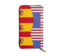 XZDCAL Cartera larga de piel con diseño de bandera de Estados Unidos de España para niñas y mujeres con múltiples compartimentos, color negro, talla única, Black, Talla única