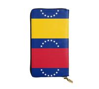 XZDCAL Cartera larga de piel con diseño de bandera de Venezuela para niñas y mujeres con múltiples compartimentos, color negro, talla única, Black, Talla única