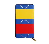 XZDCAL Cartera larga de piel con diseño de bandera de Venezuela para niñas y mujeres con múltiples compartimentos, color negro, talla única, Black, Talla única