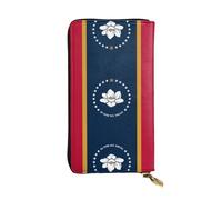 XZDCAL Cartera larga de piel con diseño de bandera del estado de Mississippi para niñas y mujeres con múltiples compartimentos, color negro, talla única, Black, Talla única