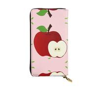 XZDCAL Cartera larga de piel con diseño de frutas rojas de dibujos animados para niñas y mujeres con múltiples compartimentos, color negro, talla única, Black, Talla única