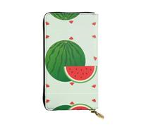 XZDCAL Cartera larga de piel con diseño de sandía de dibujos animados para niñas y mujeres con múltiples compartimentos, color negro, talla única, Black, Talla única