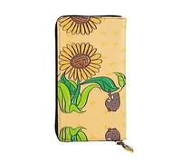 XZDCAL Cartera larga de piel con diseño de semillas de girasol y girasoles para niñas y mujeres con múltiples compartimentos, color negro, talla única, Black, Talla única