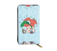 XZDCAL Cartera larga de piel con diseño de semillas de girasol y hongos para niñas y mujeres con múltiples compartimentos, color negro, talla única, Black, Talla única