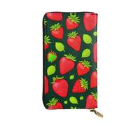 XZDCAL Cartera larga de piel con forma de fresas de forma estándar para niñas y mujeres con múltiples compartimentos, color negro, talla única, Black, Talla única