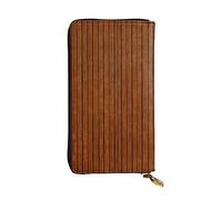 XZDCAL Cartera larga de piel con patrón de madera marrón para niñas y mujeres con múltiples compartimentos, color negro, talla única, Black, Talla única