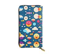 XZDCAL Cartera larga de piel con patrón de ojos rodantes para niñas y mujeres con múltiples compartimentos, color negro, talla única, Black, Talla única